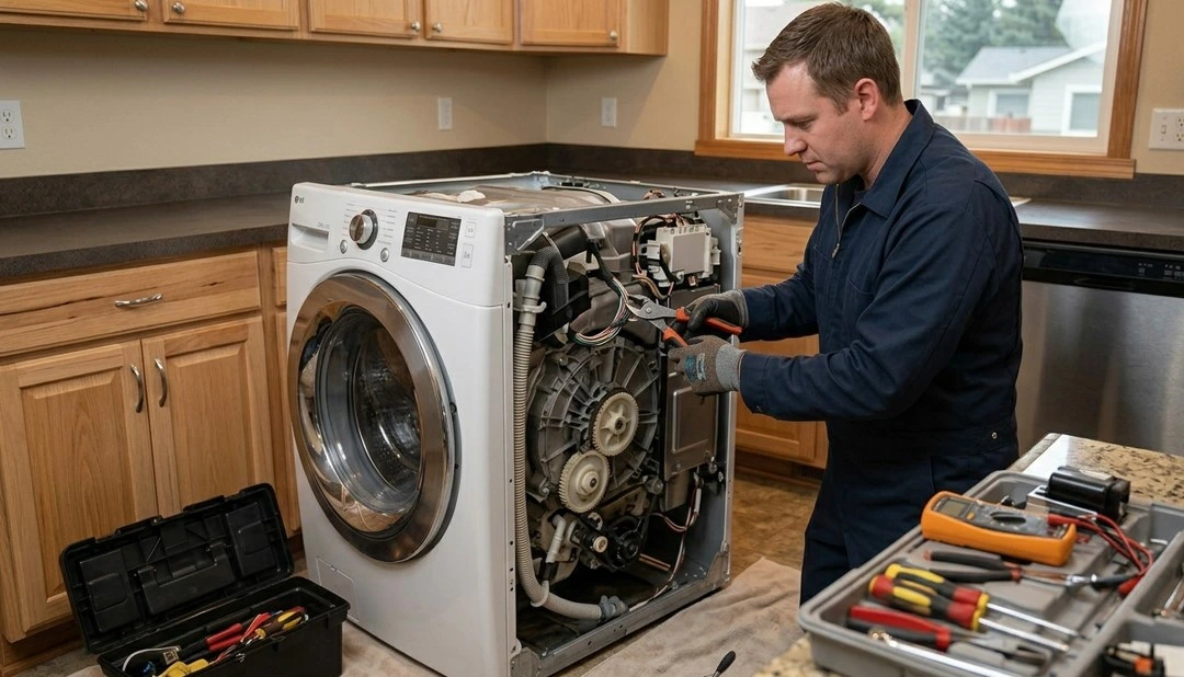 Certified appliance repair technician servicing a household appliance in Klamath Falls OR