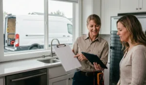 Appliance repair company in Klamath Falls technician inspecting a home appliance